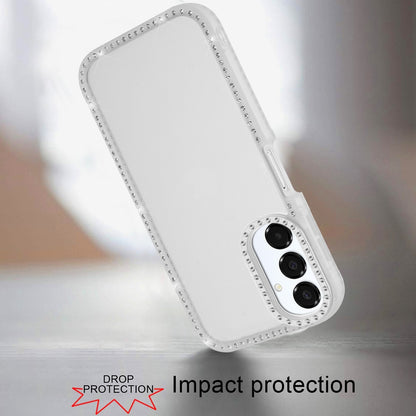For Samsung Galaxy A36 Diamond Full Rhinestone Clear Hybrid Protective, Sparkly Bling Transparent Shockproof Bumper All Around Case Cover Clear