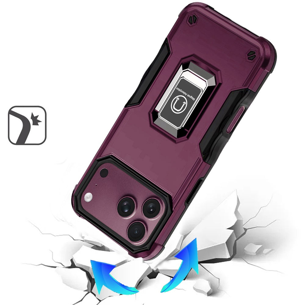 Phone Case for Apple iPhone 18 Pro Shockproof Magnetic Ring Stand Hybrid Kickstand Armor 360 Rotation Anti-Slip Grip Military Grade Drop Resist Cover