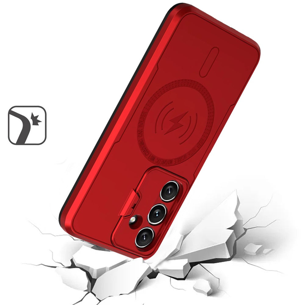 For Samsung Galaxy S25 /S24 Foldable Camera Protector Kickstand with MagSafe Compatible, Dual Layer Hybrid Shockproof Case Cover