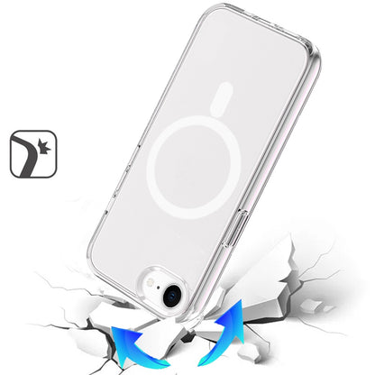 For Apple iPhone 17E /16E MagSafe Compatible Transparent Hybrid Case with Magnetic Circle, Shock Absorption TPU Rubber Case Cover