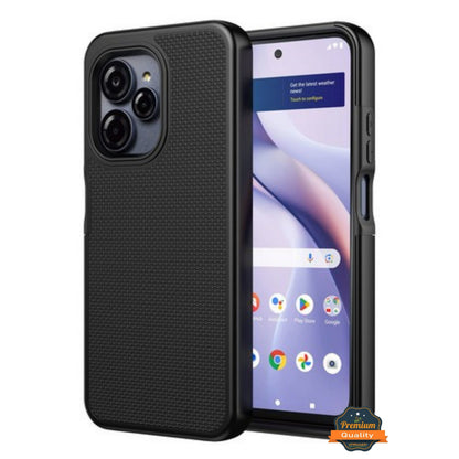 For T-Mobile Revvl 8 Pro Dual Layer Slim & Tough Hybrid Shockproof Heavy Duty Rubber TPU Matte with Textured Rugged Shell Protection Case Cover