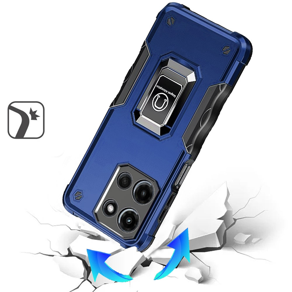 For Motorola Edge 2025 Hybrid Stand Magnetic Ring Holder Kickstand Heavy Duty Rugged Drop Silicone & Hard PC Shockproof Case Cover
