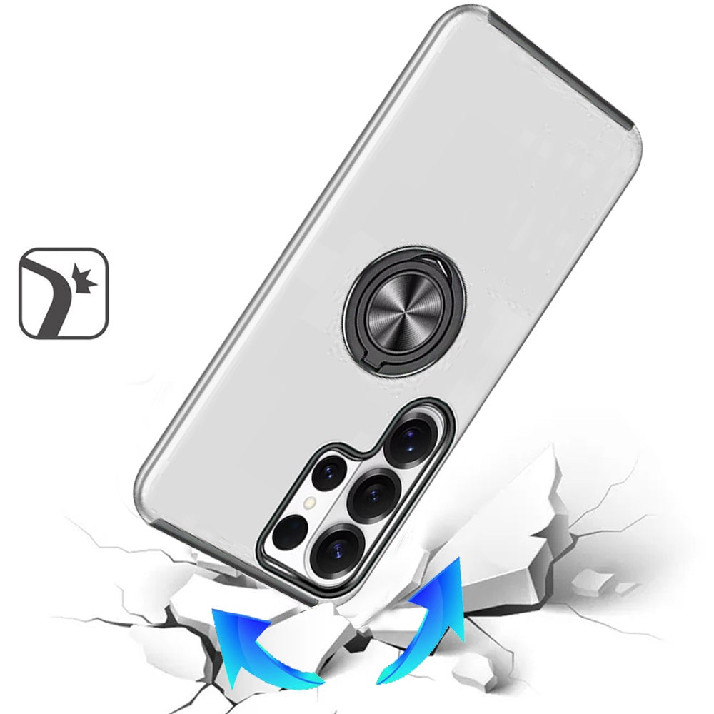 For Samsung Galaxy S26 Ultra Hybrid 360 Degree Rotatable Metal Invisible Ring Stand Holder Slim Fit Magnetic Car Mount Shockproof Case Cover