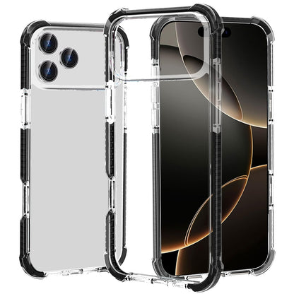 For Apple iPhone 17 Pro (6.3") Hybrid Transparent Acrylic Rubber Gummy Hard PC Silicone TPU Color Bumper Frame Shockproof Case Cover Cosmic Orange