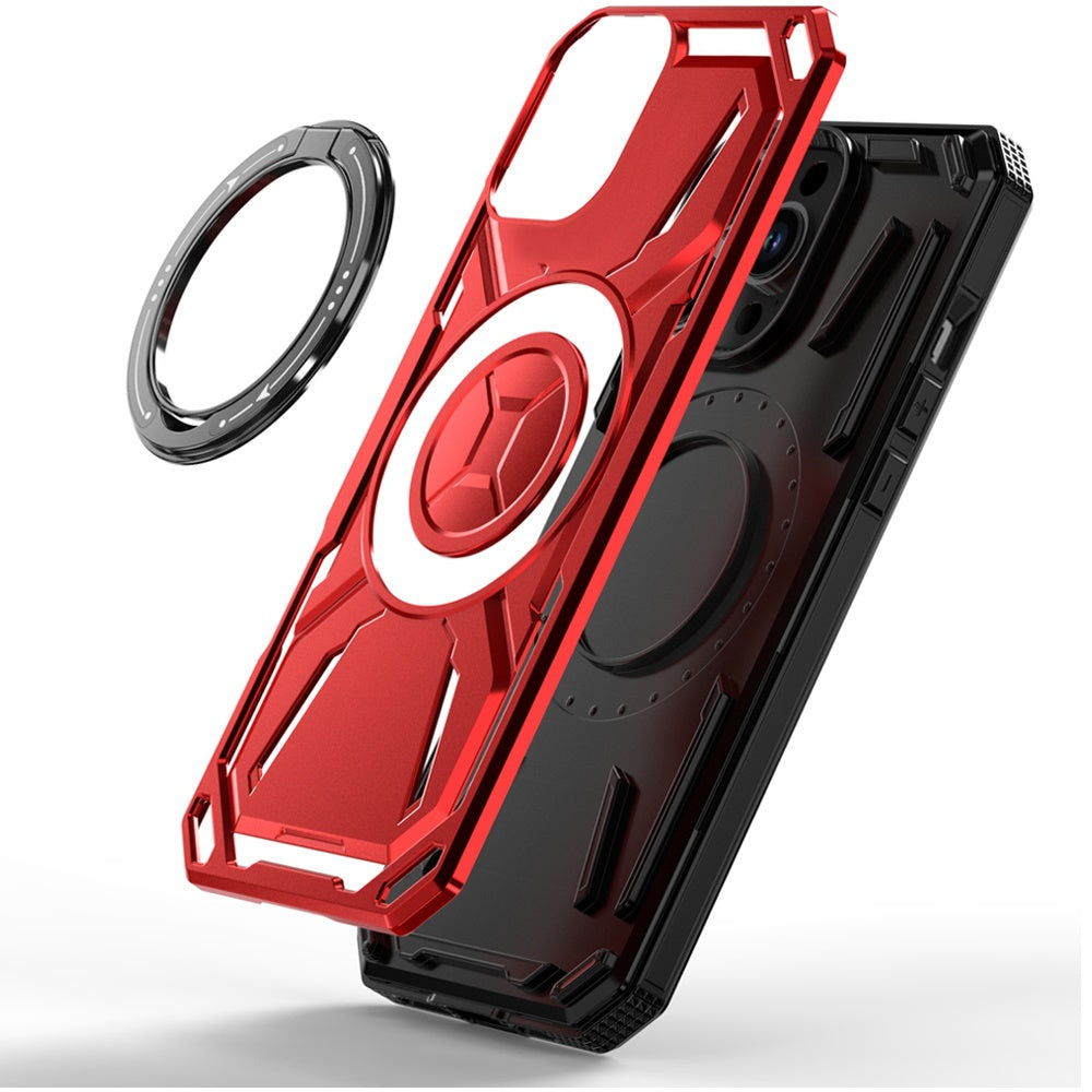 For Samsung Galaxy S22+ Plus Hybrid Magnetic Ring and 360° Rotational Kickstand with MagSafe Compatible, Military Grade Drop Protection Case Cover Red