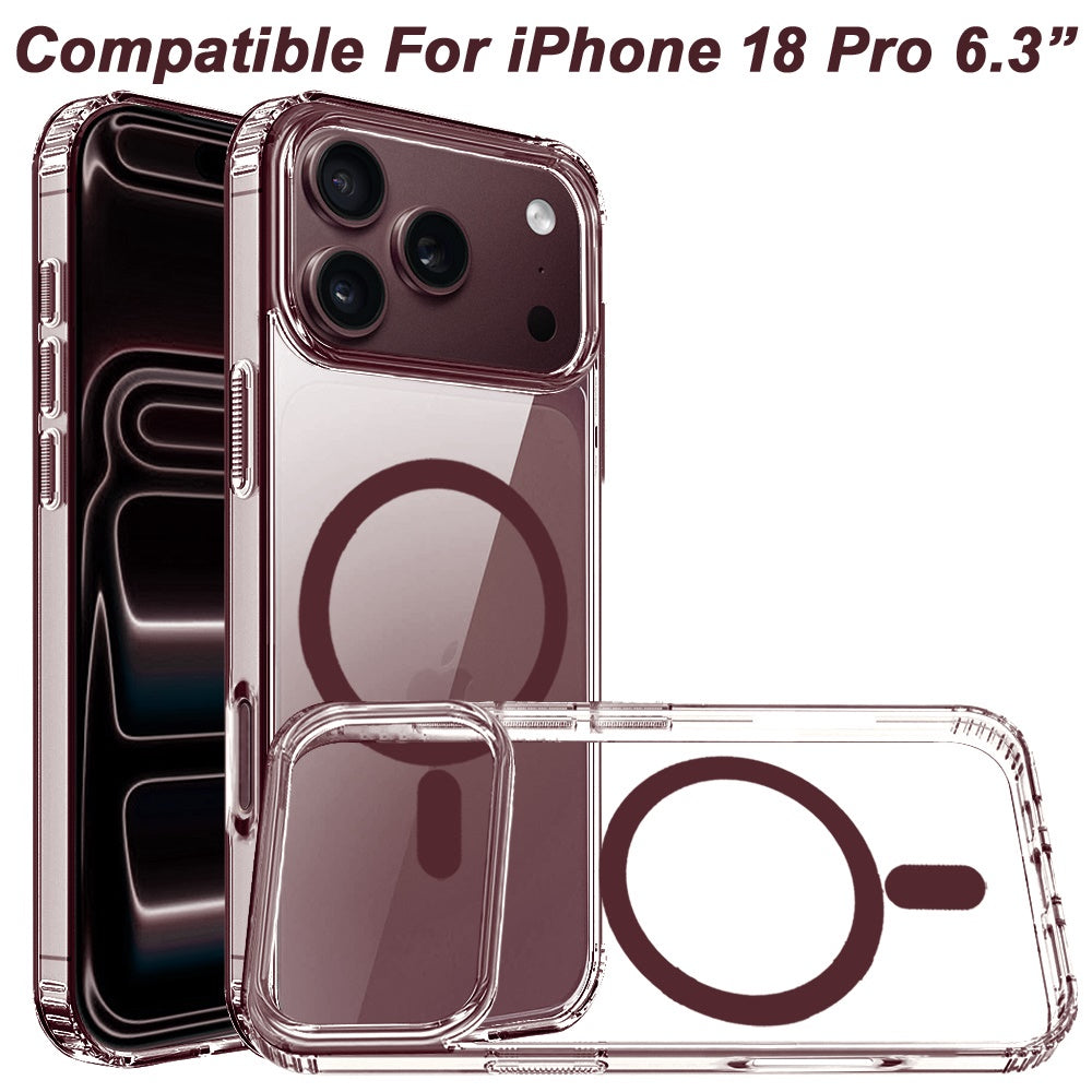 Phone Case for Apple iPhone 18 Pro/ 17 Pro magnetic clear TPU PC hybrid shockproof reinforced corners drop protection hard shell flexible bumper slim fit Cover Purple
