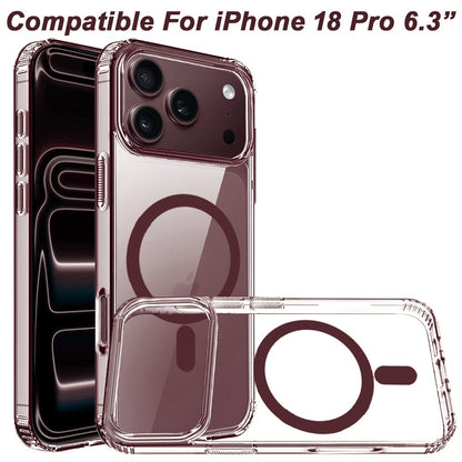 Phone Case for Apple iPhone 18 Pro/ 17 Pro magnetic clear TPU PC hybrid shockproof reinforced corners drop protection hard shell flexible bumper slim fit Cover Purple