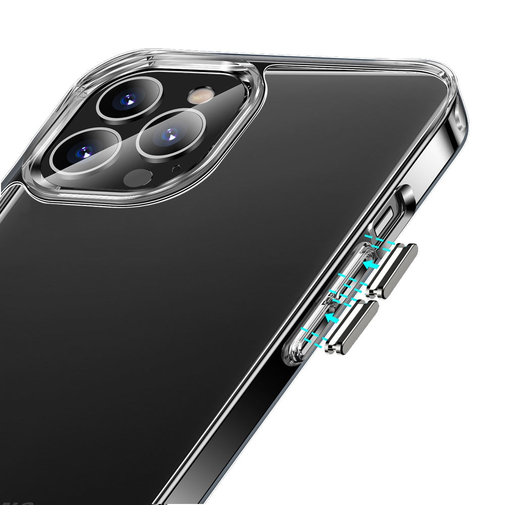 Phone Case for Apple iPhone 12 Pro Max Crystal Transparent Thick 2.0mm Shockproof Chrome Button Durable Grip Camera Protection Hybrid Design Cover Clear