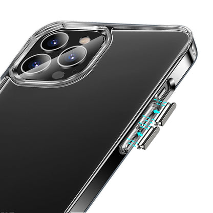 Phone Case for Apple iPhone 12 Pro Max Crystal Transparent Thick 2.0mm Shockproof Chrome Button Durable Grip Camera Protection Hybrid Design Cover Clear