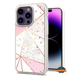 For Apple iPhone 15 Pro Max (6.7") Pattern Design Bling Glitter Shockproof Hybrid Soft TPU Frame and Hard Back Slim  Phone Case Cover
