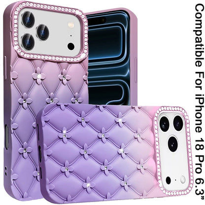 Phone Case for Apple iPhone 18 Pro Floral Glitter Shimmer Bling Hybrid Shockproof Anti Slip Thick TPU Protective Stylish Design Cover