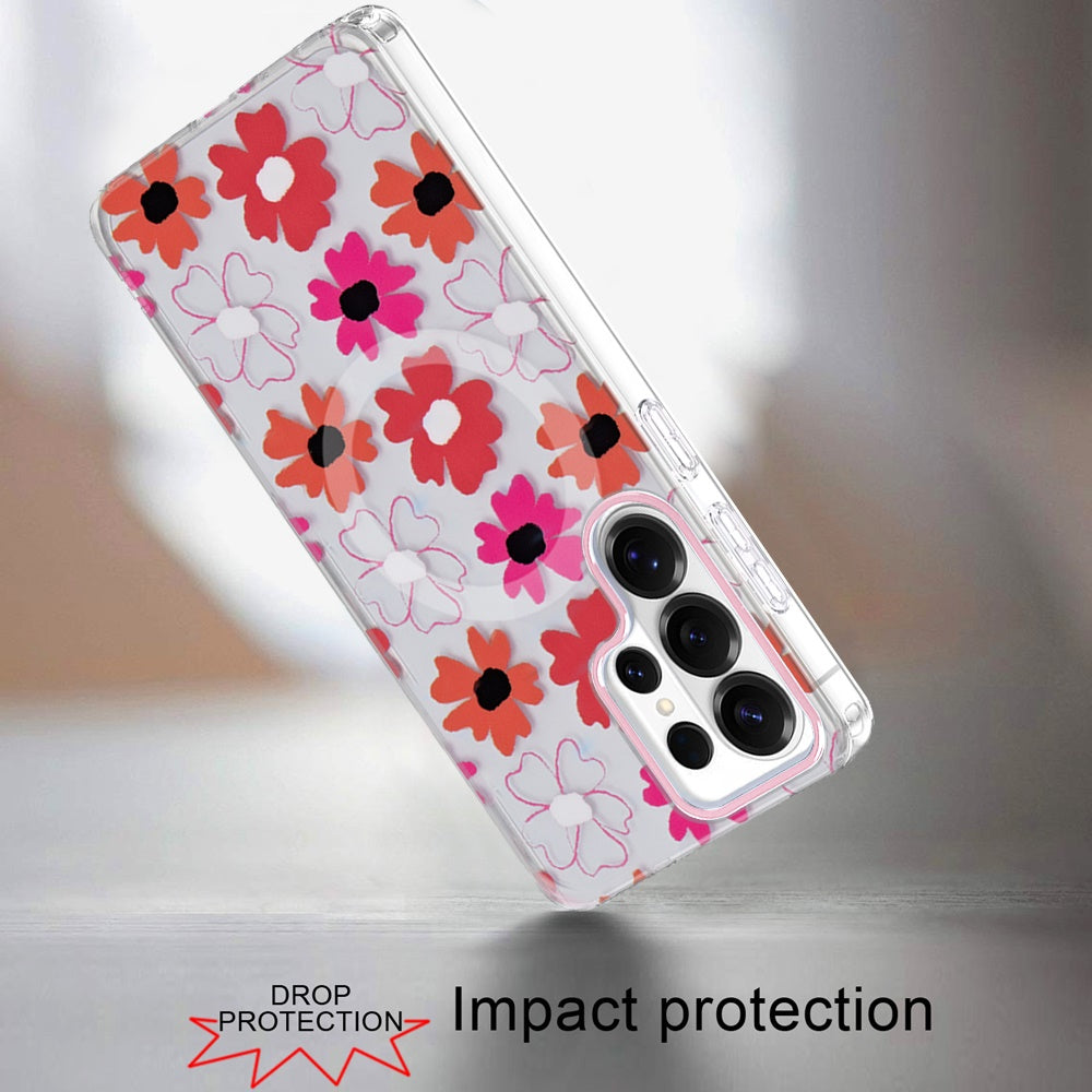 Phone Case for Samsung Galaxy S26 Ultra Shockproof Dual Layer TPU IMD Print Rugged Anti-Slip Grip Drop Protection Scratch Resistant Slim Fit Glossy Floral Heart Aesthetic Cover