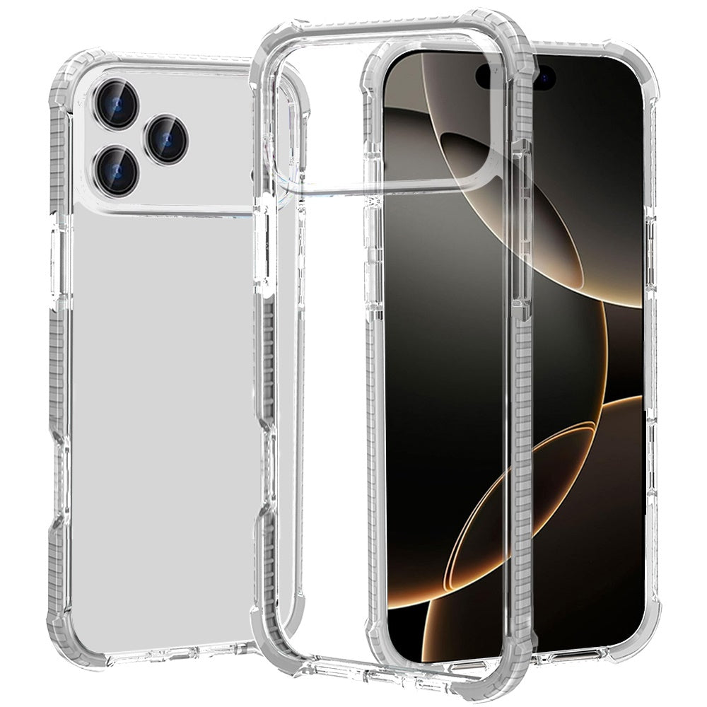 For Apple iPhone 17 Pro Max Hybrid Transparent Acrylic Rubber Gummy Hard PC Silicone TPU Color Bumper Frame Shockproof Case Cover Clear / White