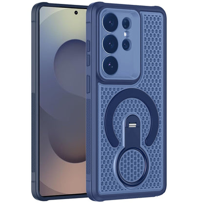 Phone Case for Galaxy S25 Ultra Magnetic Honeycomb Hybrid Rugged Armor Ring Kickstand Dual Layer Shock Absorbing Hard PC Soft TPU Cover