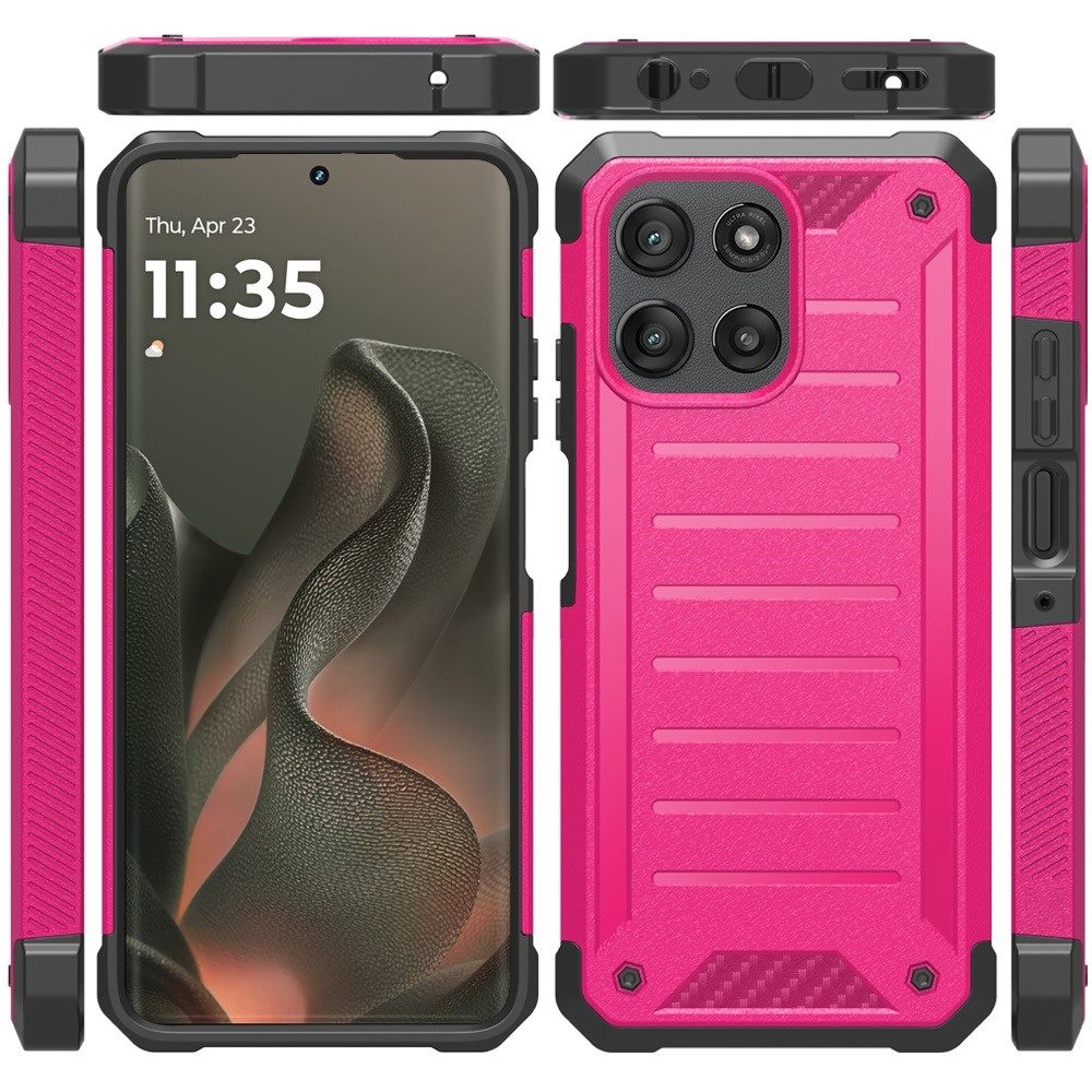Phone Case for Motorola Edge 2026 Premium Tough Lined Hybrid Hard PC Soft TPU Dual Layer Rugged Armor Shock Absorbing Reinforced Corners Cover Pink
