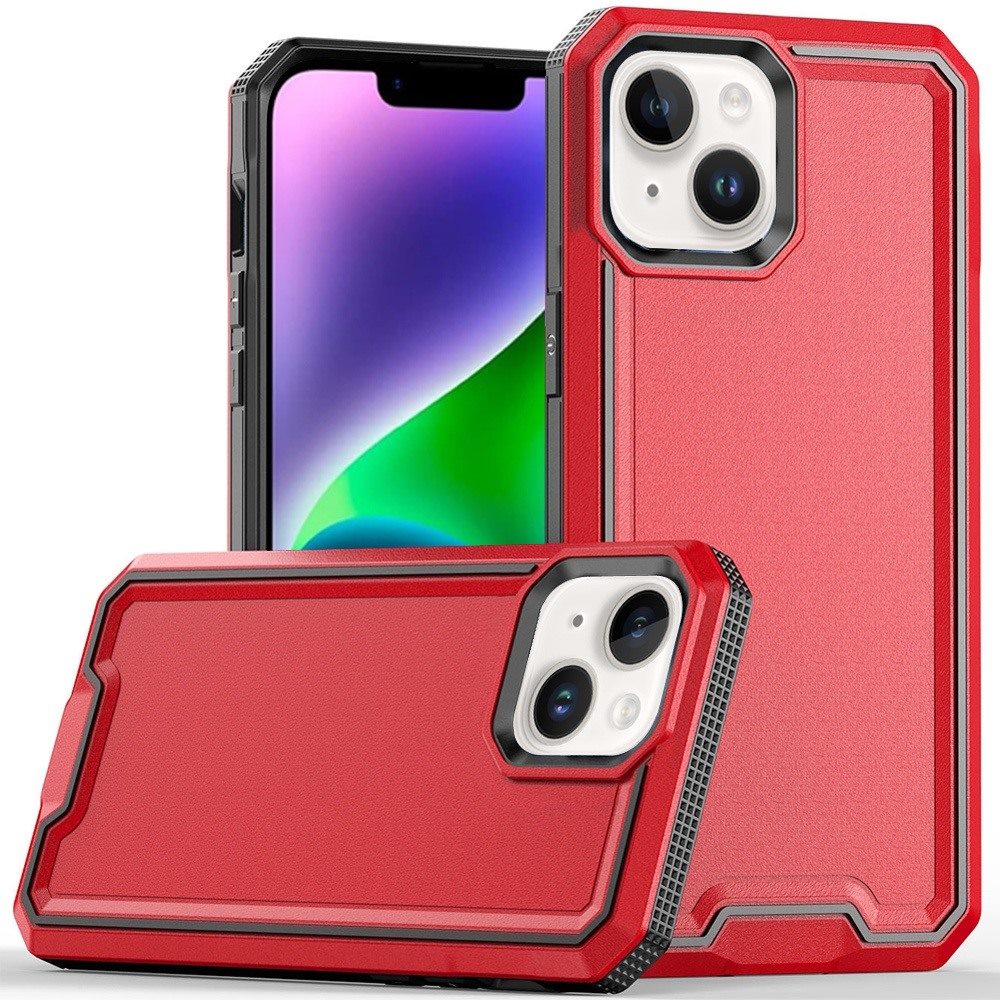 Phone Case for iPhone 14/13 Tough Strong Fused Hybrid Shockproof Durable Protective Drop Resistant Slim Grip Heavy Duty Modern Cover Red