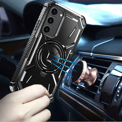 For Samsung Galaxy S21 Shockproof Hybrid Magnetic Ring Case - 360° Rotatable Stand with MagSafe Compatibility Case Cover Black