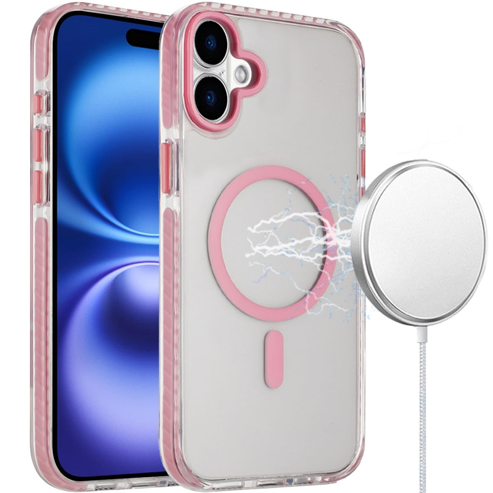 For Apple iPhone 17 AIR Transparent Hybrid with Color-Matched Magnetic Circle, Rubber TPU Frame Hard PC Shockproof Case Cover