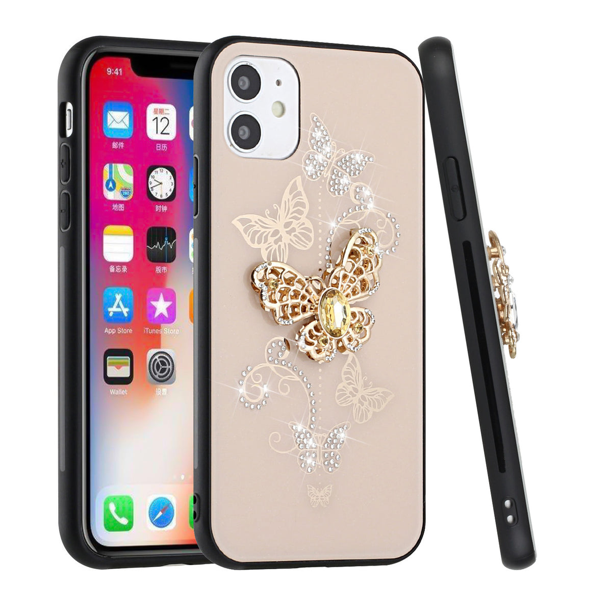 For Google Pixel 9A Diamonds 3D Fashion Bling Sparkly Glitter Ornaments Engraving Hybrid with Ring Stand Case Cover