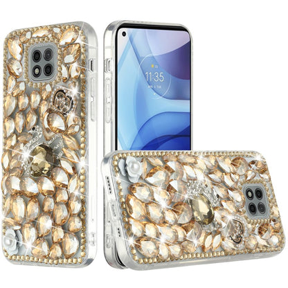 For Samsung Galaxy Z Flip 7 FE Bling Crystal 3D Full Diamonds Luxury Sparkle Rhinestone Hybrid Protective Case Cover Gold Swan Crown Pearl