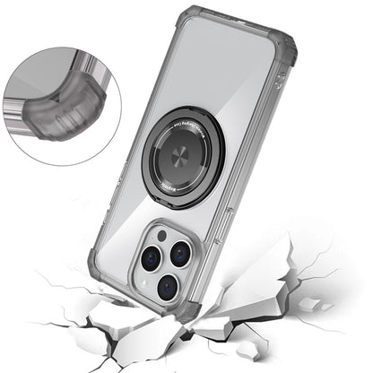 For Samsung Galaxy S22 Ultra Shield Magnetic [Compatible with Magsafe] with 360° Rotatable Ring Holder Invisible Stand Transparent Case Cover Black