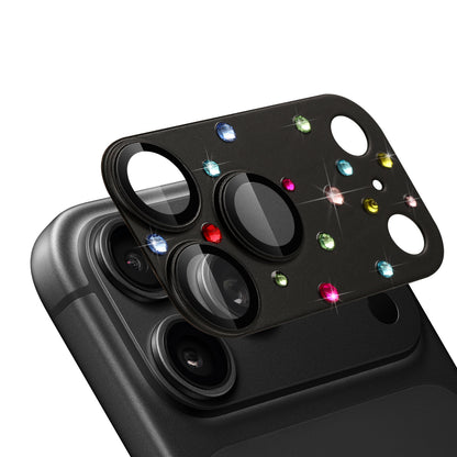 Camera Lens Protector for Apple iPhone 18 Pro Diamond Metal Tempered Glass Camera Lens Protector Bling Rhinestone Decorative Camera Protection Design Black