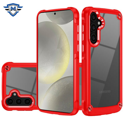 For Samsung Galaxy S25 Ultra Premium Hybrid Transparent Rubber with Metal Buttons & Camera Edges, Hard TPU Frame Corner Bumper Case Cover