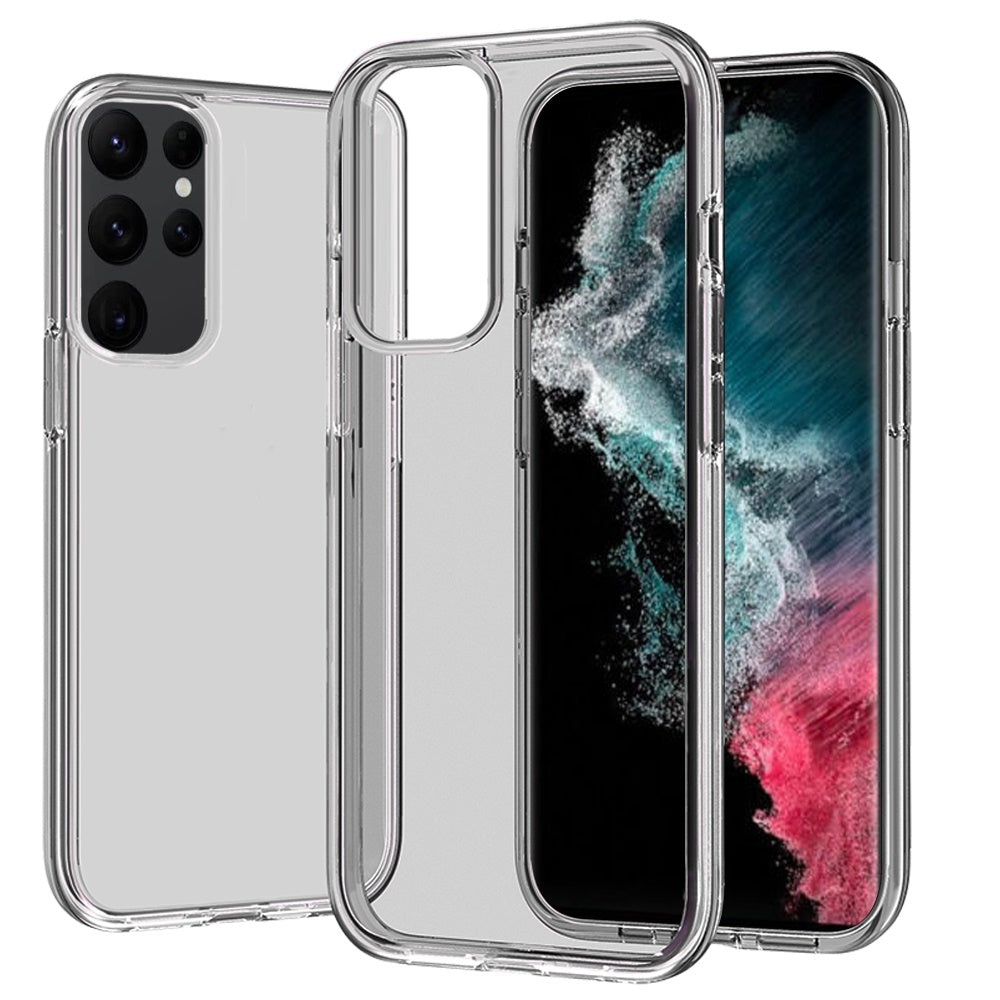 For Samsung Galaxy S23 Transparent Shock Absorption PC + TPU Rubber Gel Thick 3mm Hybrid Silicone Slim Fit Back Case Cover Smoke