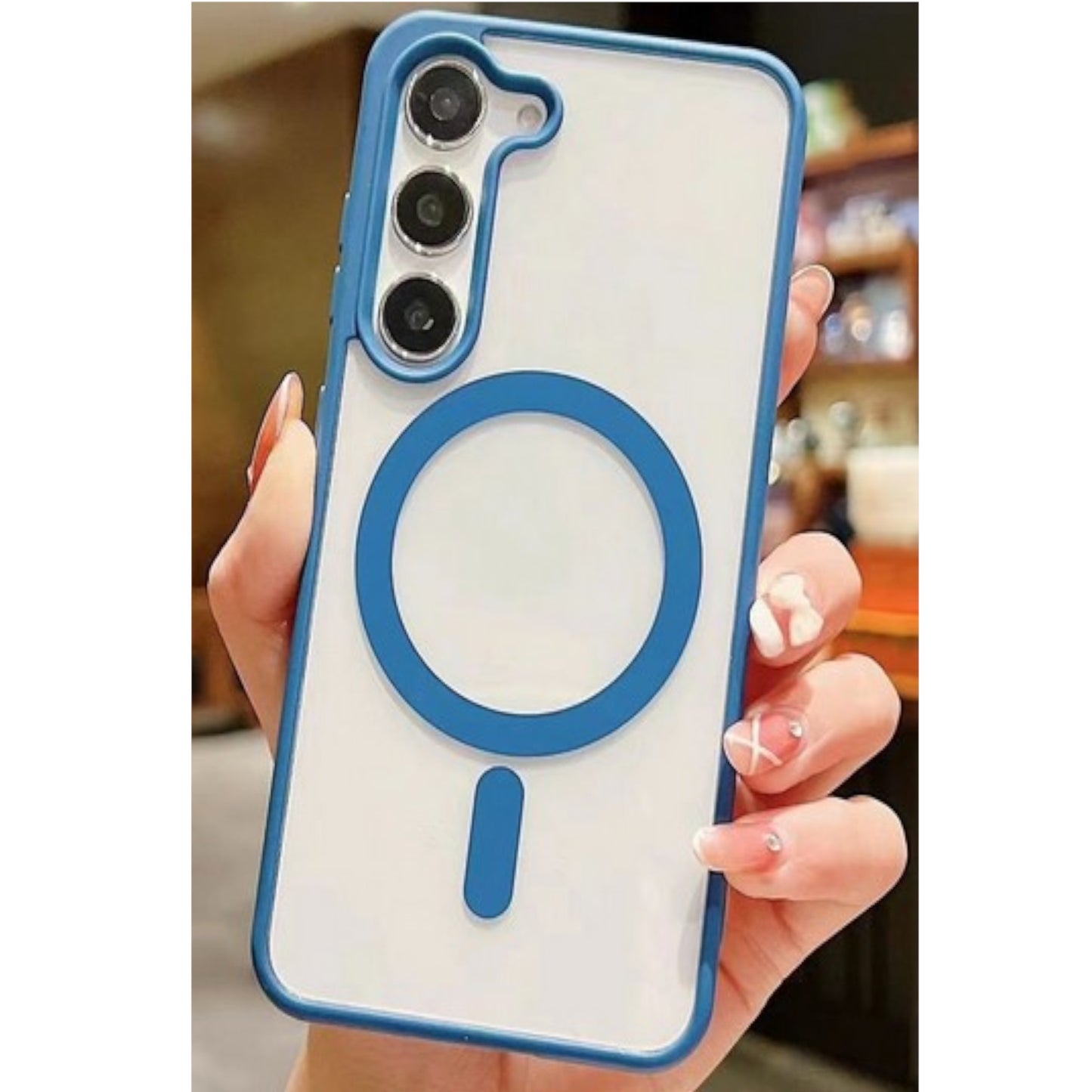 For Samsung Galaxy S25 /S24 Hybrid Clear Transparent with Color Edge Bumper, MagSafe Compatible Ultra Slim Hard PC Case Cover