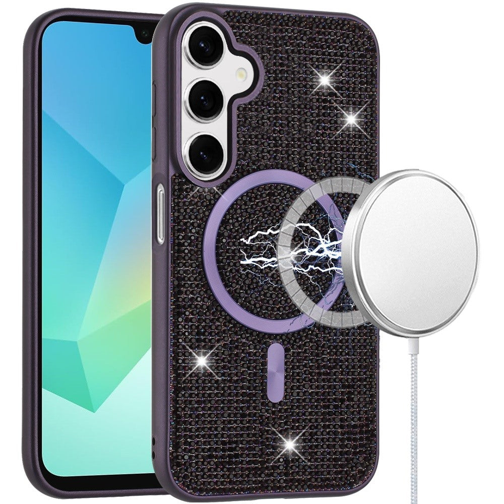 For Samsung Galaxy S25 EDGE Sparkly Diamond Bling Case Rhinestone Skin Hybrid with Magnetic Circle, MagSafe Compatible Case Cover