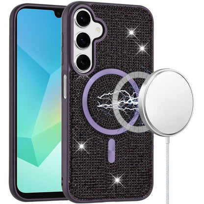 For Samsung Galaxy S25 EDGE Sparkly Diamond Bling Case Rhinestone Skin Hybrid with Magnetic Circle, MagSafe Compatible Case Cover