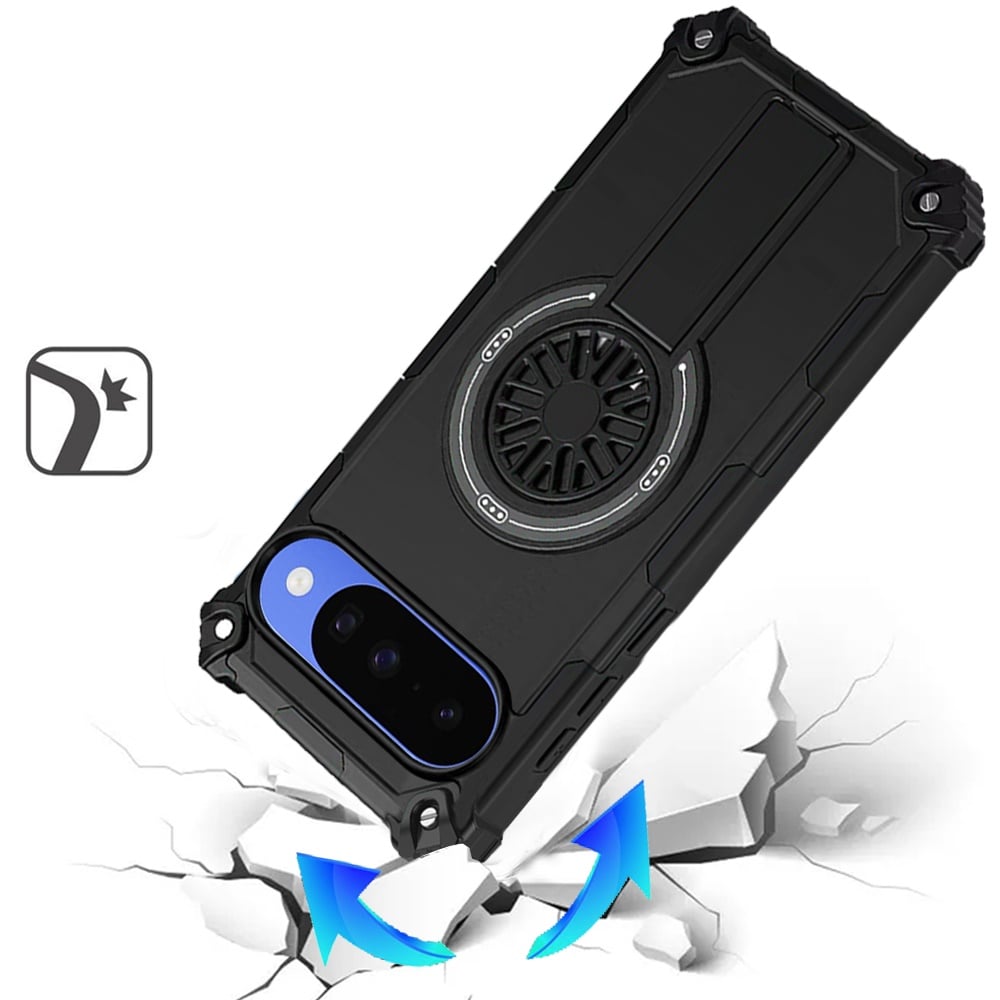 Phone Case for Google Pixel 11 / 11 Pro Invisible Kickstand Magnetic Car Mount Friendly Shockproof Texture Anti Slip Durable Grip Heavy Duty Hybrid Cover