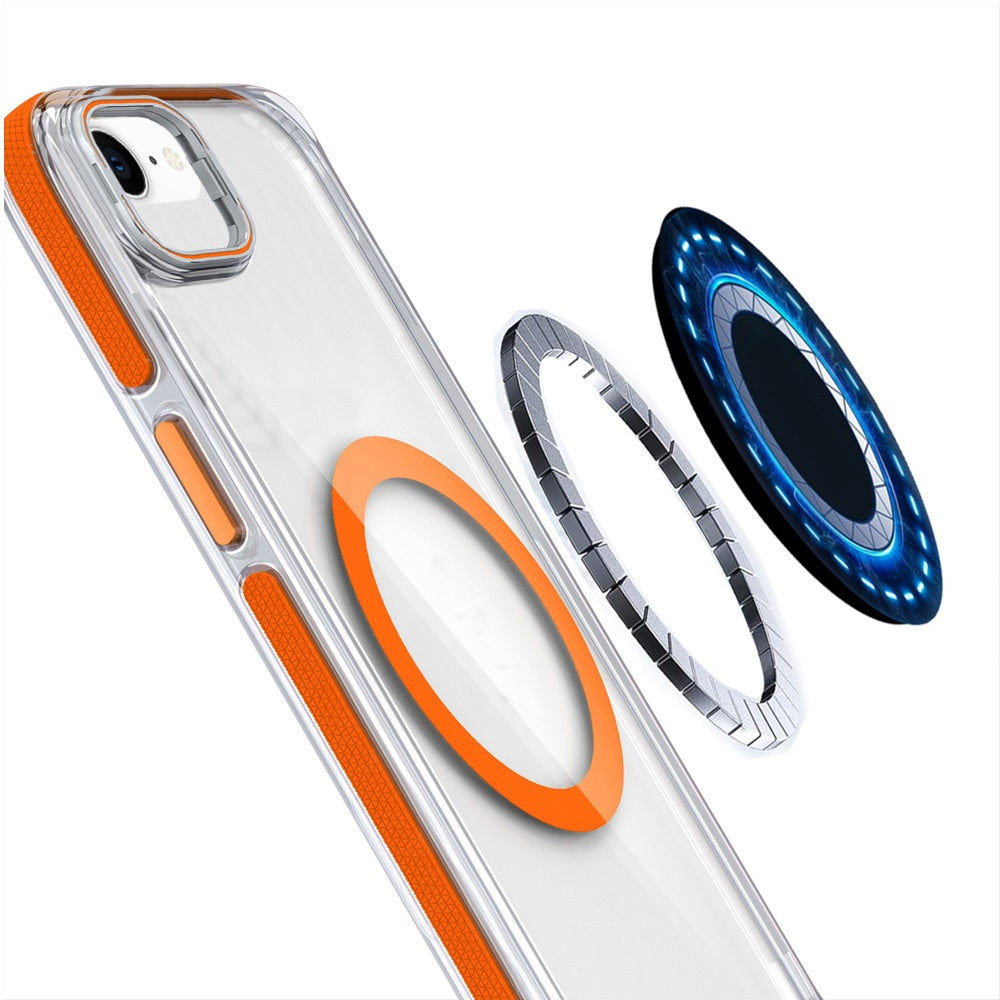 For Samsung Galaxy S26+ / S26 Plus Hybrid Clear Back Case with Invisible Camera Bracket Stand, MagSafe Magnetic Circle, Shockproof Color Frame Case Cover