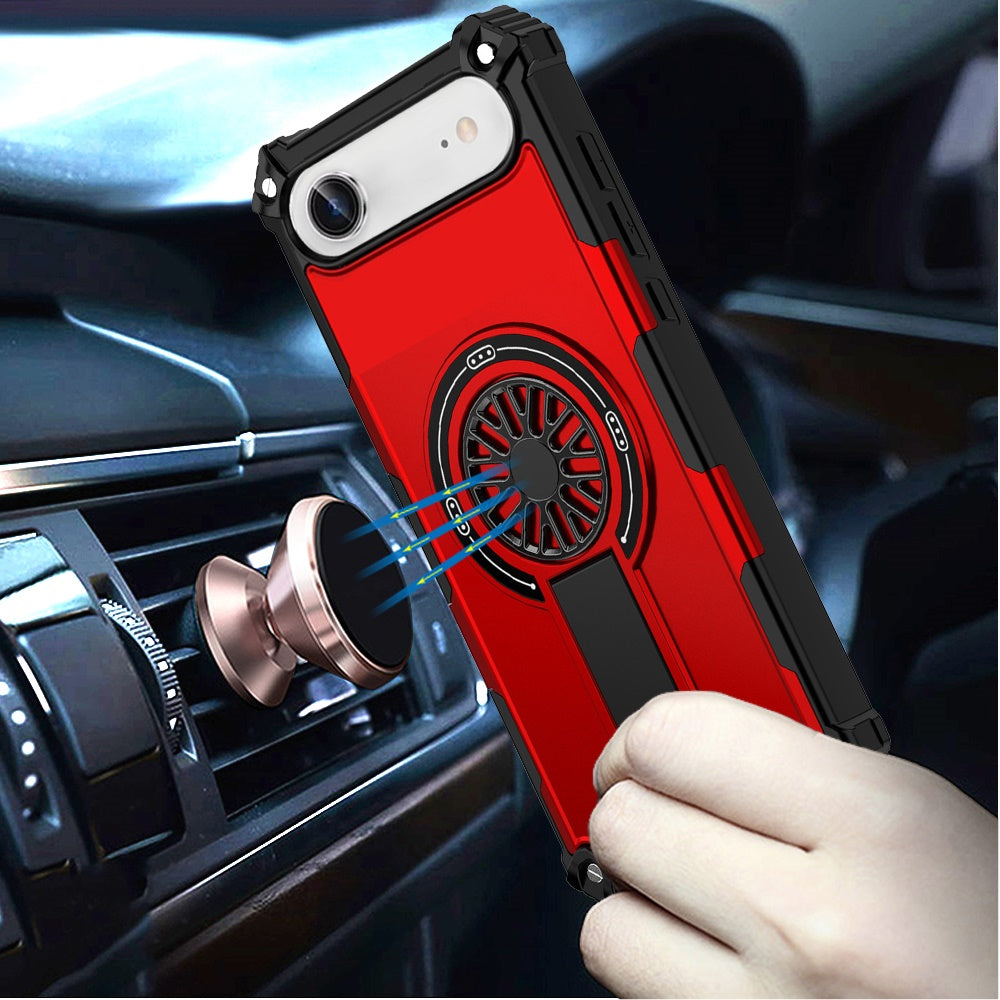 For Apple iPhone 17 Texture Design Invisible Kickstand Case, MagSafe Compatible Hybrid Shockproof Cover, Car Mount Friendly Case Cover