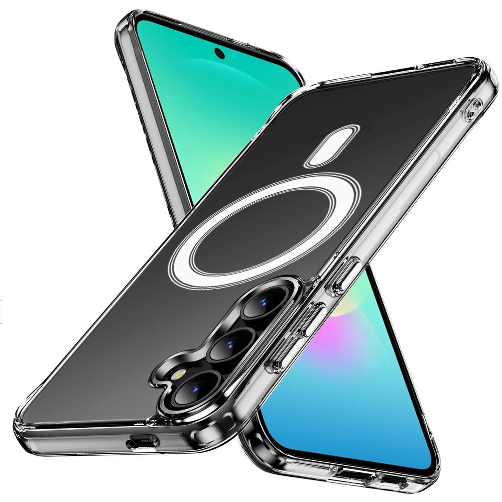 Phone Case for Samsung Galaxy A27 Thick Clear Hybrid Magnetic Circle Shock Absorbing Reinforced Corners TPU Heavy Duty Transparent Frame Bumper Cover Clear