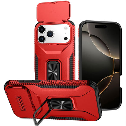 For Apple iPhone 17 Pro (6.3") Case, Camera Cover with Magnetic Rotation Ring Stand, Military Grade Hybrid Hard TPU Shockproof Case Cover