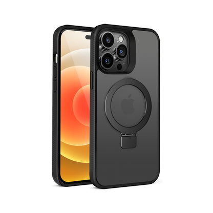 For Samsung Galaxy S26 Ultra Magnetic Circle Kickstand with MagSafe Compatibility, Matte Skin, Rugged Bumper, and Ring Holder Case Cover Black