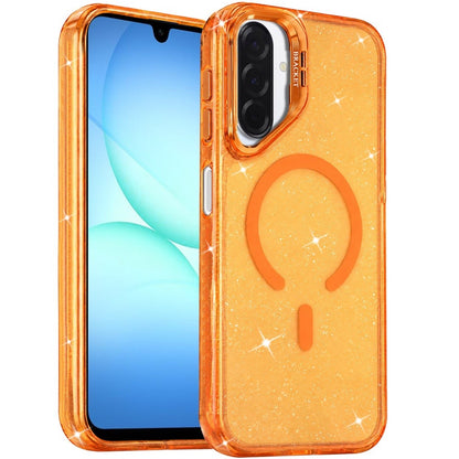 Phone Case for Galaxy A17 5G Bling Sparkle Glitter Design Magnetic back Hybrid with Metal Camera Stand, Decorative Glitter Design TPU Protective Cover