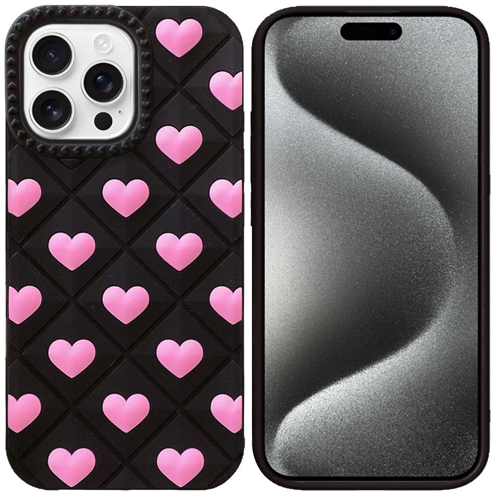 Phone Case for iPhone 15 Pro (6.1") Fashionable Silicone Textured Decorative Design Pattern Protective Rubber TPU Hybrid Protection Cover
