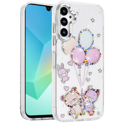 For Samsung Galaxy A16 5G Butterfly Resin Epoxy Diamond Design Metal Edged Hybrid Shockproof Heavy Duty Drop Protection Case Cover