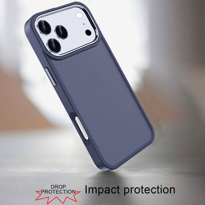 Phone Case for Apple iPhone 17 Pro Max Polished Acrylic Hybrid TPU Slim Shockproof Metal Button Thick Durable Grip Camera Protection Anti-Scratch Cover Dark Blue