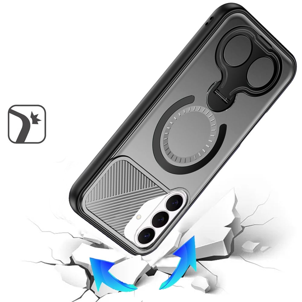 Phone Case for Samsung Galaxy S26 FE /Fan Edition Magnetic 2 Ring Stand Car Mount Friendly Shockproof Rugged Grip Armor Dual Ring Kickstand Heavy Duty Hybrid Cover