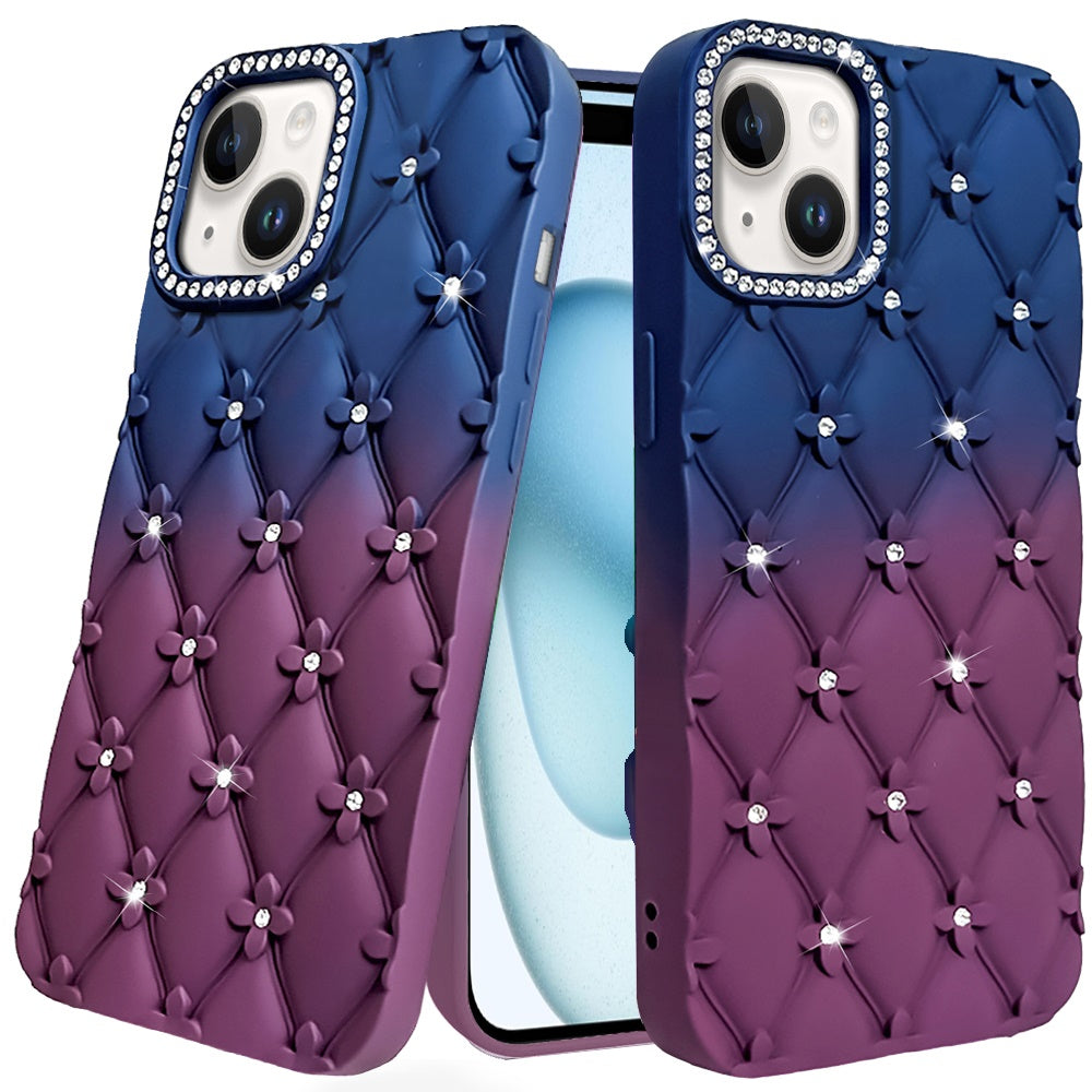 Phone Case for Apple iPhone 14/13 Floral Glitter Shimmer Bling Hybrid Shockproof Anti Slip Thick TPU Protective Stylish Design Cover