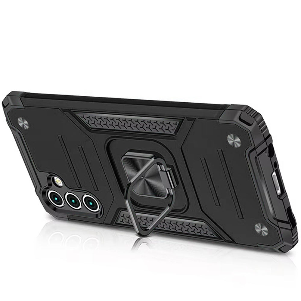 For Samsung Galaxy A36 Armor Hybrid Magnetic Stand with Ring Holder Kickstand Shockproof Heavy-Duty Durable Rugged TPU Dual Layer Case Cover
