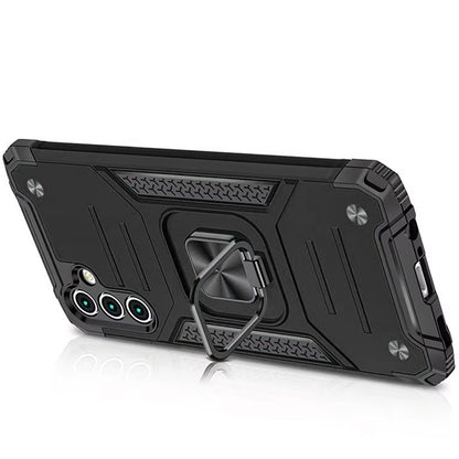 For Samsung Galaxy A36 Armor Hybrid Magnetic Stand with Ring Holder Kickstand Shockproof Heavy-Duty Durable Rugged TPU Dual Layer Case Cover
