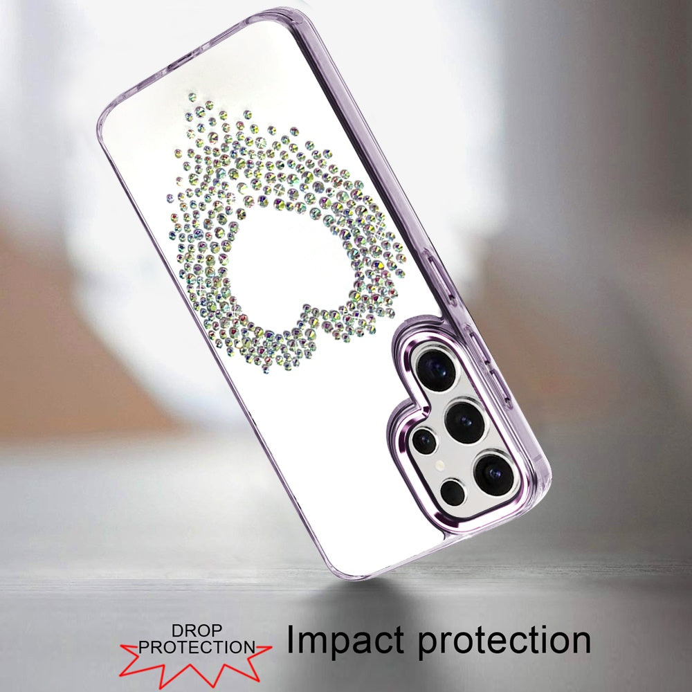 For Samsung Galaxy S25 Fan Edition /Galaxy S25 FE Angel Hearts Bling Glitter Diamond Hybrid TPU Cover, Colorful Frame Shockproof Protective Back Case Cover Purple