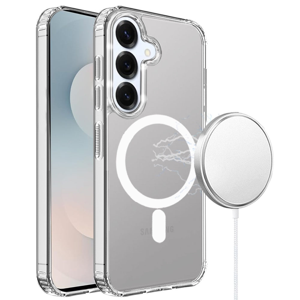For Samsung Galaxy S26+ / S26 Plus Classic Hybrid True Transparent Shockproof Back Magnetic Case Compatible with MagSafe Case Cover Clear