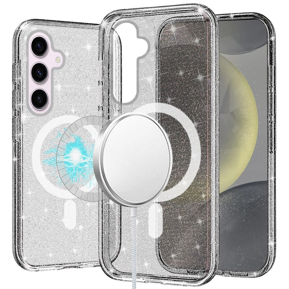 For Samsung Galaxy S26+ / S26 Plus MagSafe Compatible Glitter Sparkle Bling Hybrid Case with Magnetic Circle, Slim TPU & Hard PC Frame Case Cover