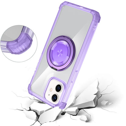 For Apple iPhone 16 Plus (6.7") Magnetic [Compatible with Magsafe] with 360° Rotatable Ring Holder Invisible Stand Transparent Case Cover