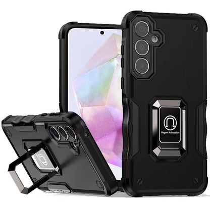 Phone Case for Samsung Galaxy A56 / A36 Shockproof Magnetic Ring Stand Hybrid Kickstand Armor 360 Rotation Anti-Slip Grip Military Grade Drop Resist Cover
